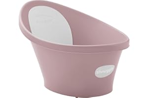 Shnuggle Newborn Baby Bath | Built in Support Bump and Soft Backrest | Suitable from Newborn | Bath Seat Support Includes Plug | Blossom Pink
