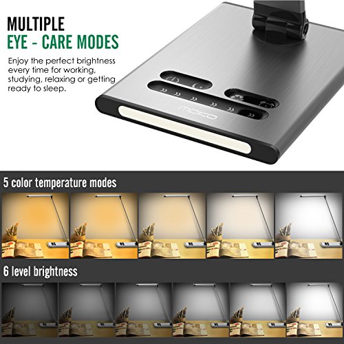 MoKo Dimmable LED Desk Lamp, 10W Touch Control Adjustable Table Lamp