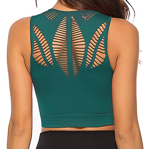 Women Yoga Tank Top Workout Shirts Open Back Racerback Built in Shelf Sports Bra S