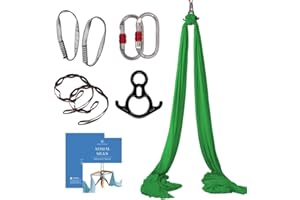aum active Aerial Silks Starter Kit - Durable 9 Yards of Aerial Yoga Hammock with Hardware & Guide - Aerial Swing for Acrobatic Flying Yoga & All Levels (Aerial Rigging Point Up to 13ft)