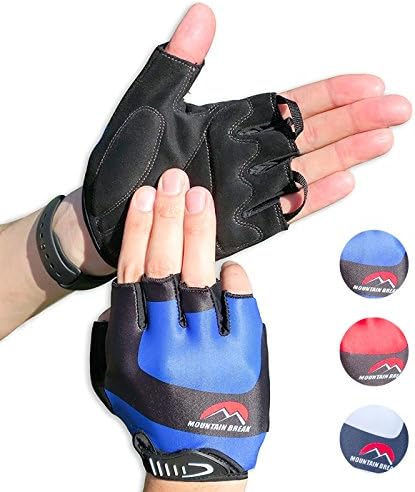 Cycling Gloves Mountain Bike Gloves Road Racing Bicycle Gloves for Biking, Mountain Biking, Riding, Gym, Sports, Foam Padded Breathable Half Finger Gloves, Men Women Work Gloves Blue Large
