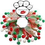 Christmas Smoocher Pet Party Collar- Christmas Fuzzy Pom Poms (Medium (12"-15"))