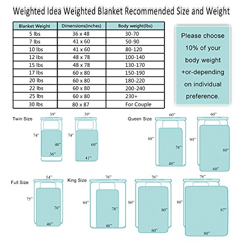 Weighted Idea Autism Weighted Blanket (48''x78'', 12 lbs for 100-140lbs individuals, Light Grey, Queen Size) for Adult Woman and Man - Occupational Therapy for Anxiety, Insomnia, Agitation, Autism