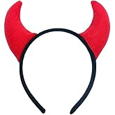 ODOCARE Devil Horns Halloween Costume for Women and Men, Fancy Evil Witch Headband Accessories(red)