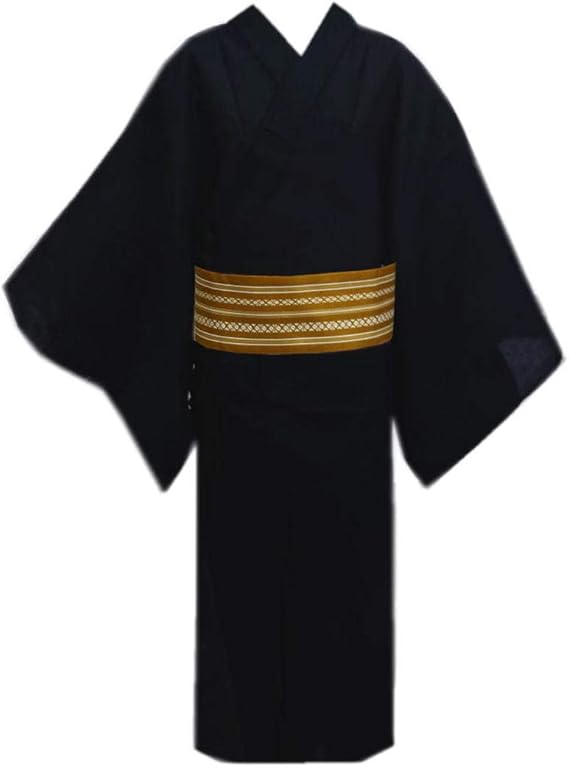 Amazon 帯簡単 粋なメンズ男性浴衣とワンタッチ結び角帯セットしじら織黒無地3ｌ 4ｌ 浴衣 通販