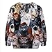 Celewe Women's 3D Cute Cat Print Pullover Sweatshirt Sweater Hoodies, Multi, US M/Asia Tag L