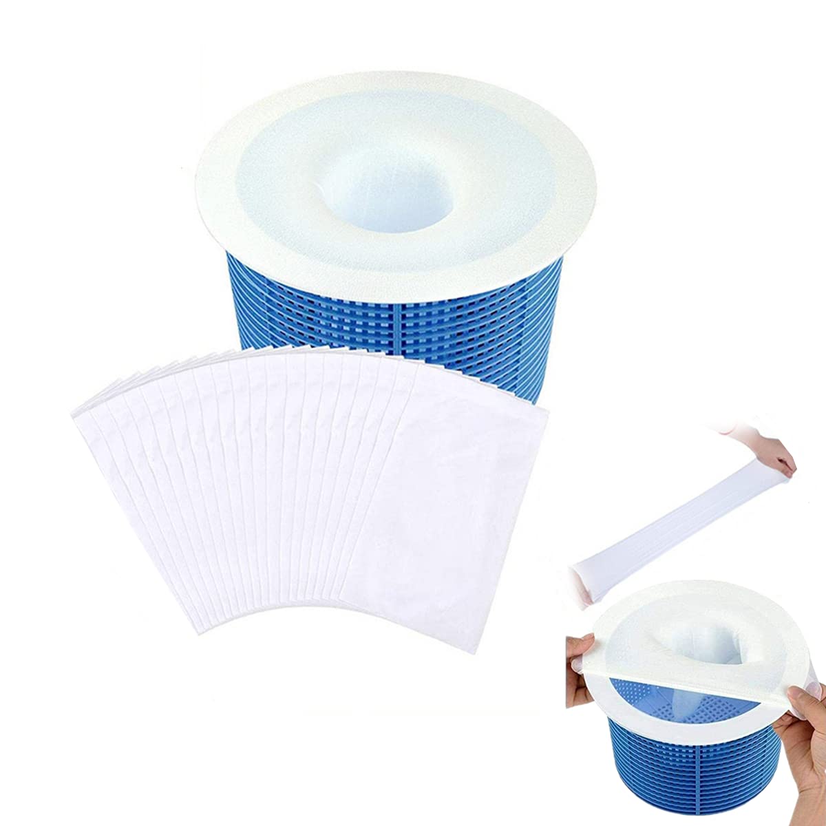 CACUINA 20-Pack of Pool Skimmer Socks - Pool Accessories for Pool Filters, Baskets, and Skimmers - The Ideal Sock/Net/Saver to Protect Your Inground or Above Ground Pool