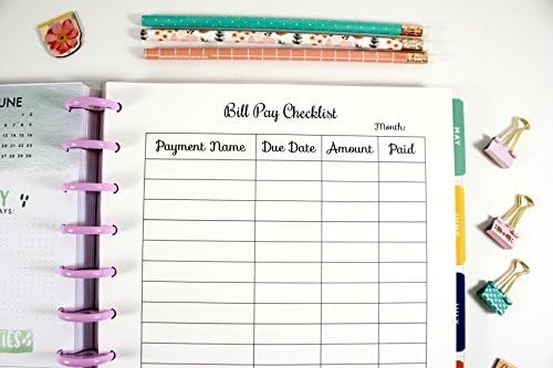 Big Happy Planner Montly Bill Pay Checklist, Big Happy Planner Budget Planner, Pre-punched Happy Planner Inserts, Budget Planner