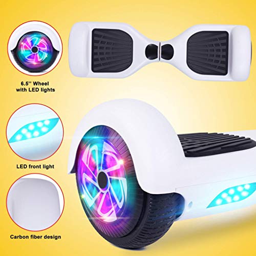 Mini Hoverboards Mode Smart Kick Scooters with LED Light Electric Unicycle Self Balancing Scooter Balance Two-Wheels Certified Hover Board with UL 2272 Certified Safe for Kids and and Adults (White)