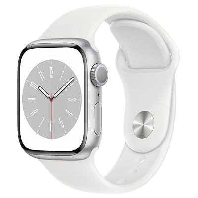 Apple Watch Series 8 [GPS, 41mm] - Silver Aluminum Case with White Sport Band - S/M (Renewed)