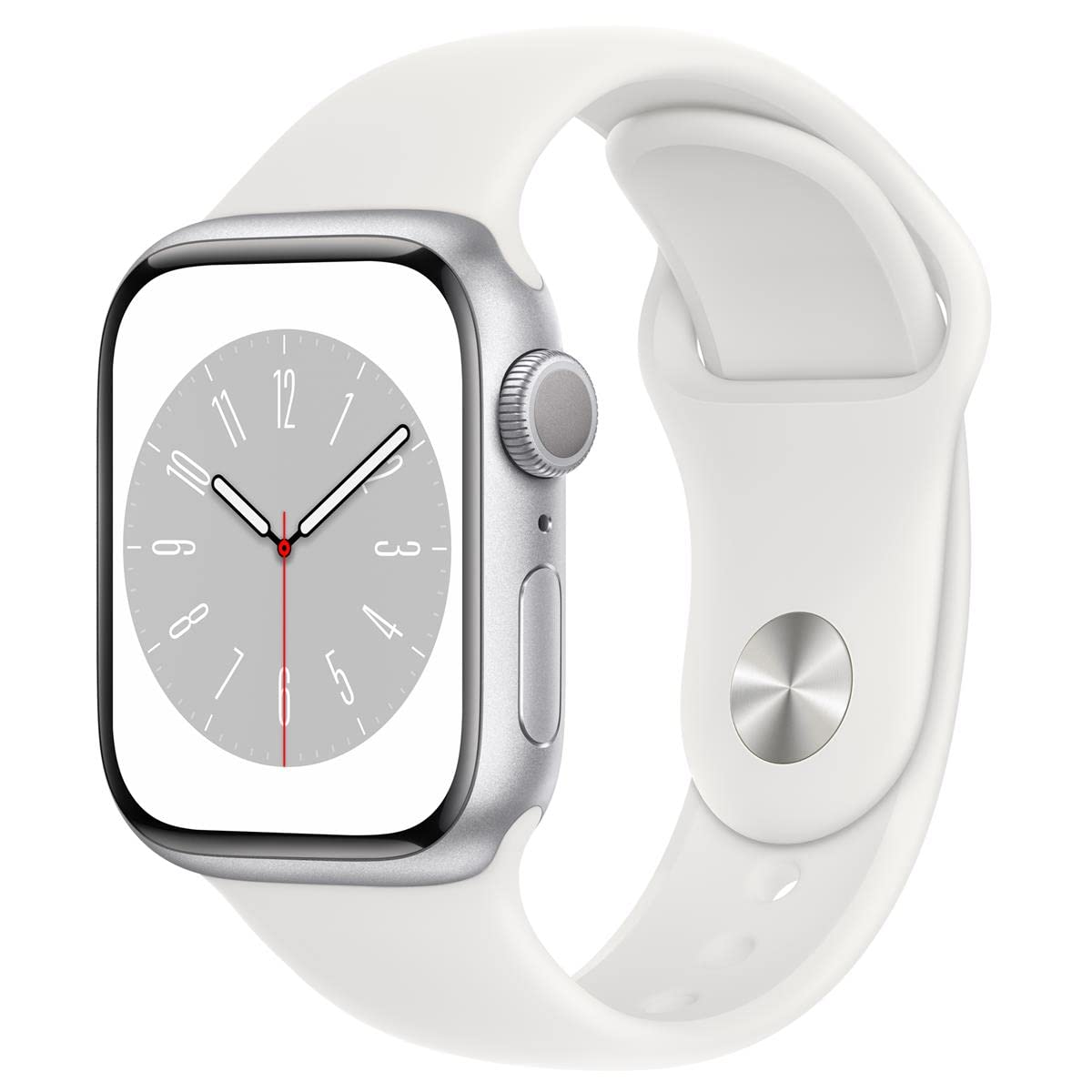 Apple Watch Series 8 [GPS, 41mm] - Silver Aluminum Case with White Sport Band - S/M (Renewed)