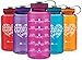 Wide Mouth 34oz Water Bottle - Inspirational Water Tracker for Hydration Tracking with Durable Strap by LivinLotus (BPA Free), Fuchsia