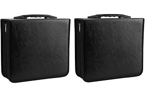 Konelia 2Pack Total 800 Slots PU Leather CD DVD Storage Case Binder Portable VCD Wallet Holder Album for Home Travel Car Office