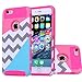 iPhone 6S Plus Case,iPhone 6 Plus Case,BAISRKE [2in1] Heavy Duty Hybrid Hard Case for Apple Iphone 6/6S Plus(5.5 inch) Powder Blue Mint Teal and Coral Pink Split Chevron Design Cover (Rose)