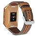 SKYLET Bands for Fitbit Ionic, Canvas Fabric with Genuine Leather Straps with Metal Clasp for Fitbit Ionic Smart Watch (Smart Watch Not Included)[Brown with Burnt Orange Connector]