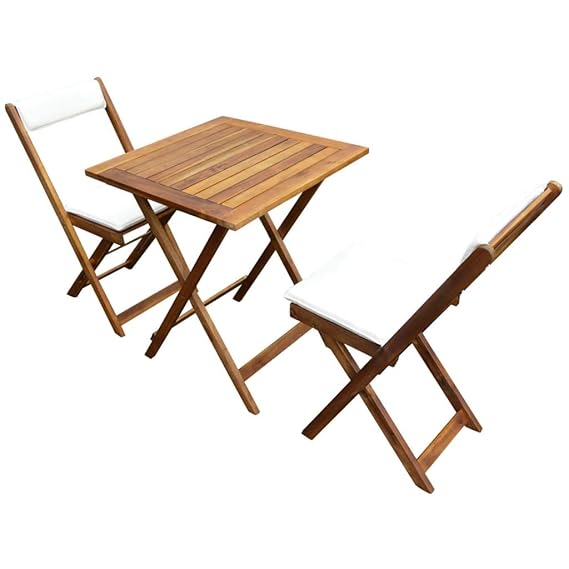 Festnight Bistro-Set mit Kissen 7-TLG. | Holz Balkon-Set | Klappbar Terassen Set | Balkongarnitur | Gartenmöbel Set 2 Klappst