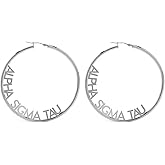 Sorority Shop Alpha Sigma Tau- Hoop Silver-Plated Dainty Earrings for Women -Alpha Sigma Tau Jewelry with Ideal 2" Diameter Hoops - Alpha Sigma Tau Gifts