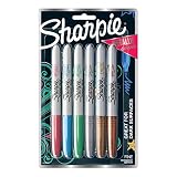 Sharpie Metallic Permanent Markers, Fine Point, Assorted Colors, 6-Count Permanent Marker (2029678)
