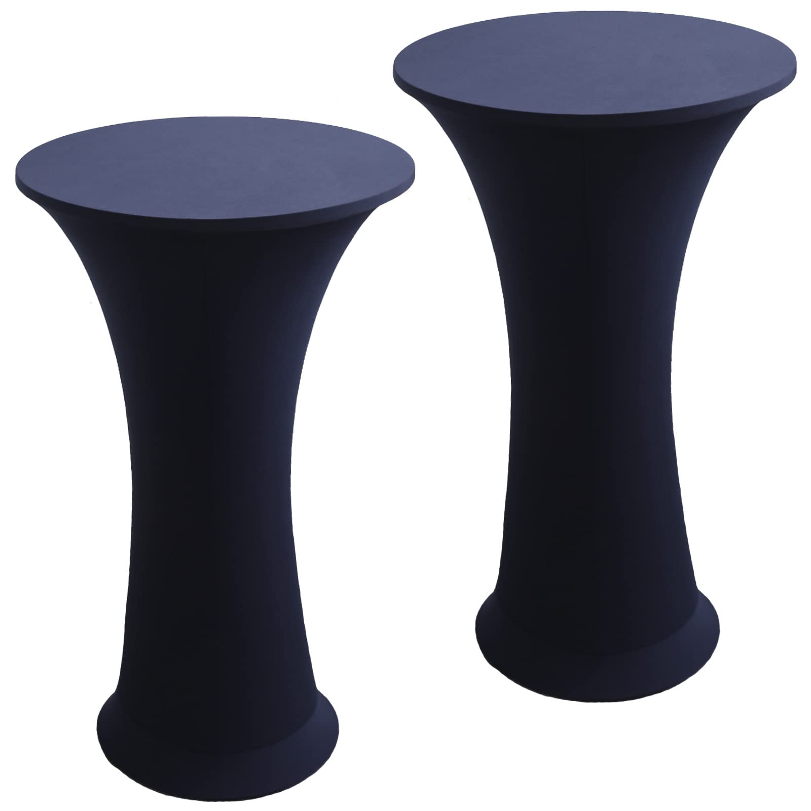 Photo 1 of Jusmate Cocktail Spandex Stretch Round Tablecloth, 2 Pack 24"x43" Fitted Highboy Stretch Table Cover High Top Round Cocktail Tablecloth for Bar Wedding Party Banquet (Navy)