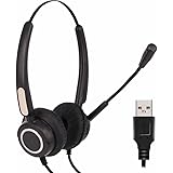 CALLANY USB Computer Headset for Office/Working Call Center USB Headset with Boom Microphone (Black)