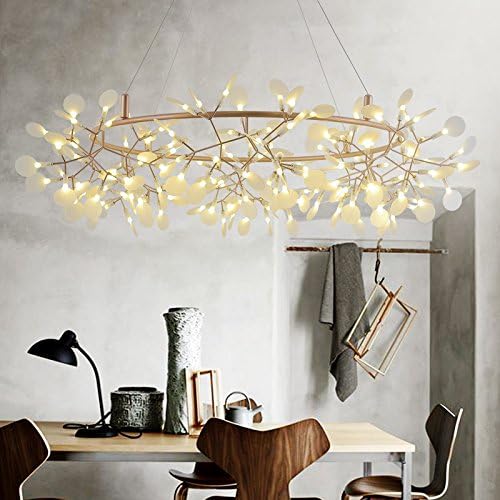 SUHANG chandelier The Living Room Restaurant Container Chandeliers Cafe Art Firefly Chandelier Container-Diameter 52Cm+Led Warm Light