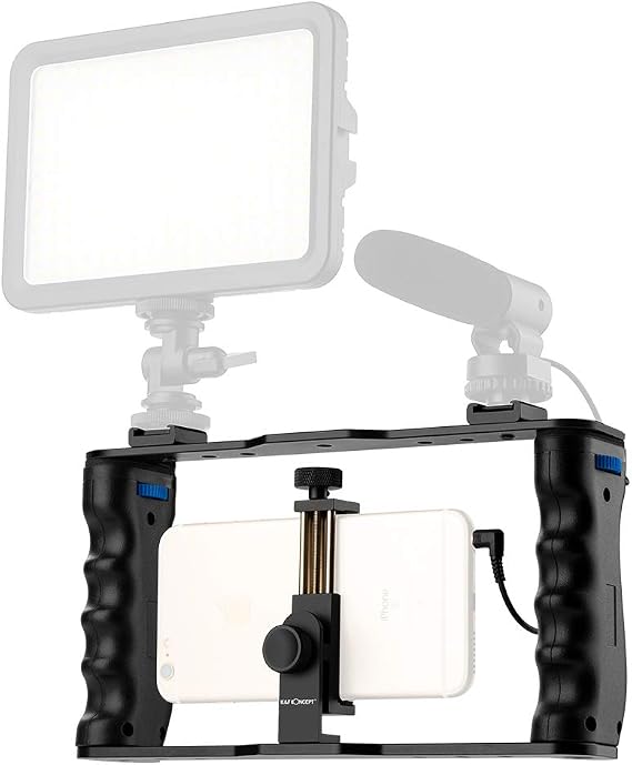 Cage Smartphone Vidéo Avec Télécommande - Stabilisateur Main Vlog - Compatible IPhone Android