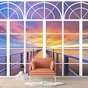 Wall Murals for Bedroom Vies from French Window Design Removable Wallpaper Peel and Stick Wall Stickers - 66x96 inches