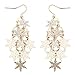 LUX ACCESSORIES Goldtone Xmass Holiday Snowflake Waterfall Chandelier Earrings