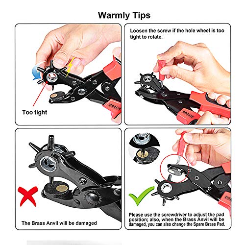 Belt Hole Puncher, MultiHole Sizes Revolving Leather Punch Tool