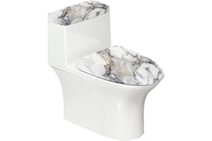 KUIFORTI Marble Toilet Lid Covers and Tank Cover Set 2 Pcs White Decoration for Bathroom Decor Machine Washable Easy to Clean