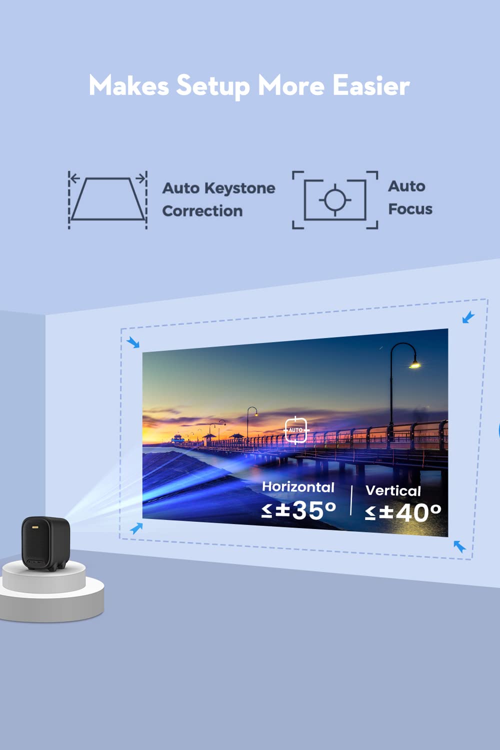 Netflix Projector, COI UNO5 Projector with 800 ANSI Lumens, 1080P Projector Support 4K, Smart Projector with Linux System, Projector with WiFi and Bluetooth,Dolby, HDR10, Auto Focus/Keystone1