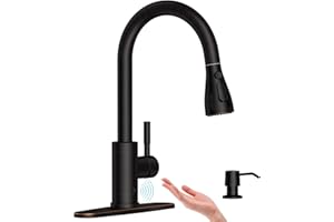 APPASO Bronze Touchless Kitchen Sink Faucet with Pull-Down Sprayer and Soap Dispenser, Oil Rubbed Bronze Kitchen Faucet Touchless, Single Handle High Arc Brushed Bronze Kitchen Faucets with Sensor