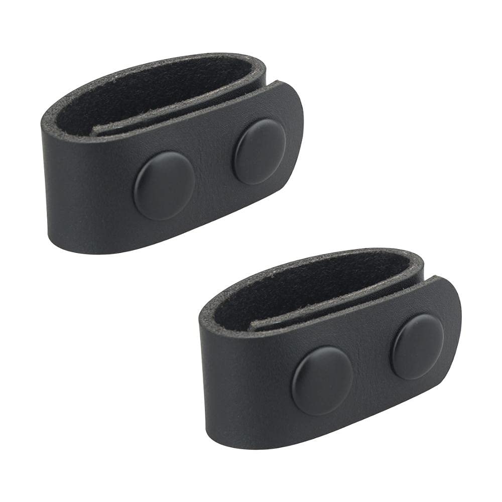 Gexgune Duty Belt Keeper Leather Tactical Belt Keeper Loop Belt Buckle for 2–2 1/4 Inch with Double Snap, (2Pack, Black)