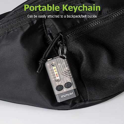 HOSONIC E9 Small Powerful LED Flashlight 1000 Lumens, Mini Keychain Rechargeable Flashlights with 365nm UV and Color Light, 12 Flashlight Modes, Magnetic, IPX4 Waterproof