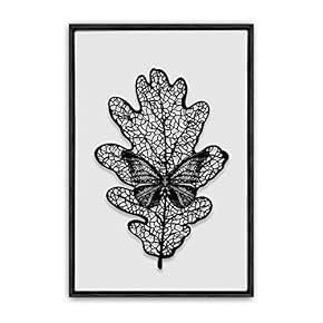 Framed Canvas Wall Art Black Leaves Canvas Prints Home Artwork Decoration for Living Room,Bedroom - 24x36 inches