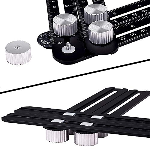 KEGOUU Multi Angle Measuring Ruler, Premium Aluminum Ultimate Template Tool/Layout Tool/Angle Finder Woodworking Tool/Flooring Angle Ruler for Handymen, Builders, Craftsmen, DIY-ers (4 sides, Black)