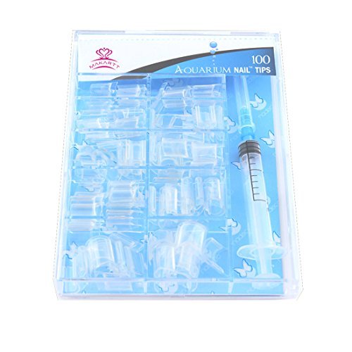 MAKARTT False Nails Liquid Water Nail Tips With Syringe Jnjector 3D Pack of 100 Tips