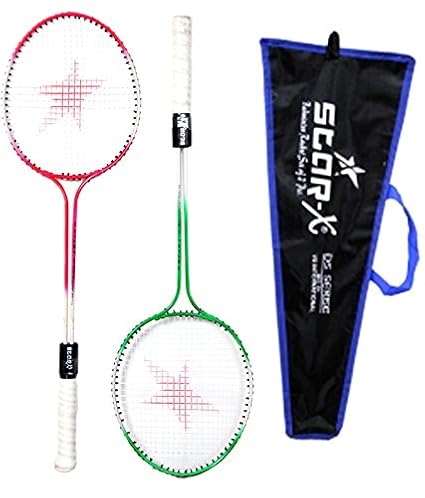 StarX Multi-Shaft Steel Badminton Racquet Set, Adult G4-3 3/4-inch (Multicolor)