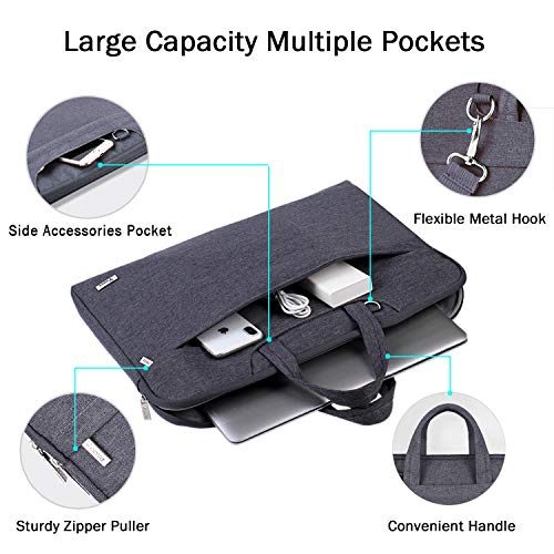 V Voova Shoulder Bag for Laptop 17 17.3 Inch Slim Waterproof Notebook Carrying Briefcase Compatible with MacBook Pro 17" HP/Dell/Lenovo/ASUS/Acer Computer/Ipad,Grey