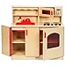 ECR4Kids Birch Pretend Play 4-in-1 Kitchen Playset for Daycare, Natural