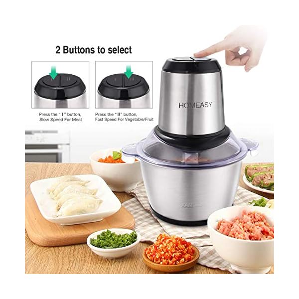 Homeasy-Food-Processor-Meat-Grinder-Mini-Chopper-2L-Stainless-Steel-Food-Chopper-for-Meat-Vegetables-Fruits-and-Nuts-Stainless-Steel-Bowl-and-4-Sharp-Blades-350W-8-Cups Homeasy Food Processor, Meat Grinder Mini Chopper 2L Stainless Steel Food Chopper for Meat, Vegetables, Fruits and Nuts, Stainless Steel Bowl and 4 Sharp Blades, 350W, 8 Cups