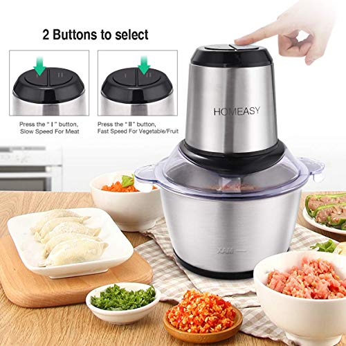 HOMEASY Meat Grinder Electric, Food Processor 2L Stainless Steel Meat