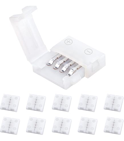 Mr.Geeker 5-Pack 4-Pin 10mm Cross Connectors - Solderless Adapters For RGB 5050/5630 LED Strip Lights