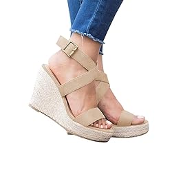 Womens Wedge Platform Espadrille Cross Ankle Strap