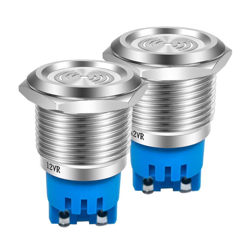 Gebildet 2pcs DC 12V 22mm Waterproof IP65 Stainless Steel Red LED Flash Alarm 90dB Indicator Light with Lamp Buzzer, for Electrical Control Panel, DIY Project