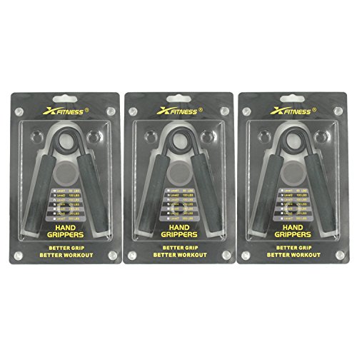 Metal hand grip set by xfitness | set of 3 black grippers, resist…