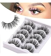 Derun 5 Pairs False Eyelashes Pack 3D Faux Mink Lashes Cross Fluffy Natural Look False Lash 18MM ...