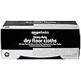 Amazon Basics Quilted Heavy Duty Dry Floor Cloths to Clean Dust, Dirt, Pet Hair, 44 Count (Pack of 1), White, 11" x 8.7"