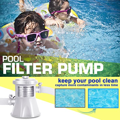 YIKEDA Ground Swimming Pool Filter Pump，300 GPH Pump Flow with a Filter