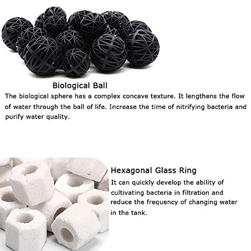 Tfwadmx Bio Filter Balls, Aquarium Bio Balls Filtration Ceramic Rings Media for Fish Tank and